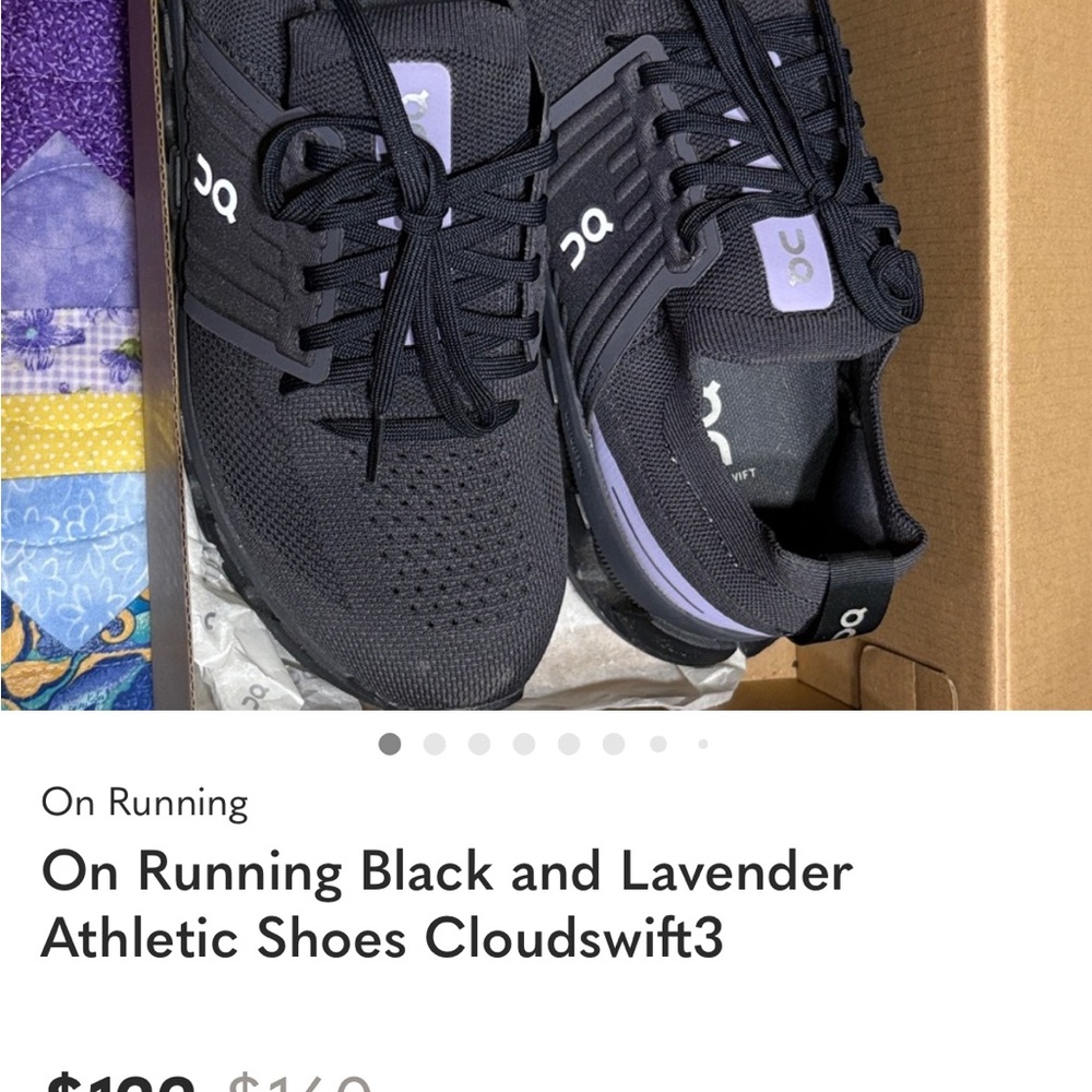 NWT ON women’s Cloud swift 3 (OC) black with purple size 8.5 NWT w box - Picture 3 of 7